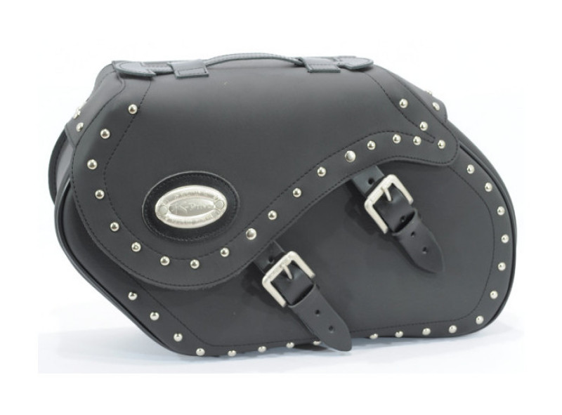 34 Ltr Synthetic leather rigid saddlebags with studs Longride